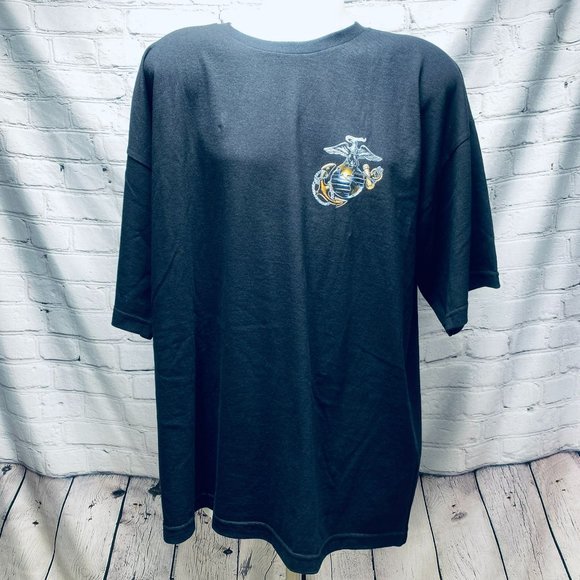 Marines USMC Black 2XL T-Shirt Scream Eagle NWT Bayside True American Made - Picture 7 of 9